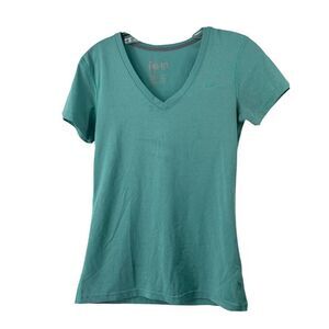 Nike Dri-Fit Teal Blue V-Neck Short Sleeve Top S